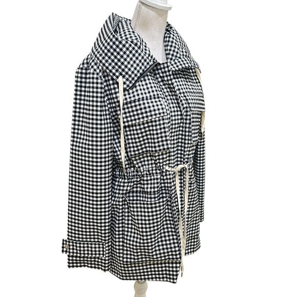 Nwot Avec Les filles black & white gingham check hooded zip up jacket sz medium - Picture 8 of 12